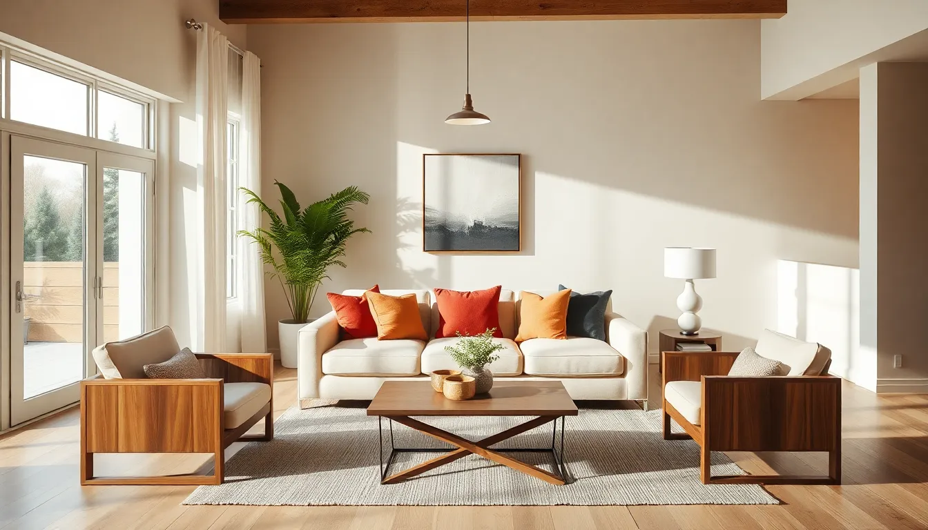 a modern living room showcasing inviting interior design elements.