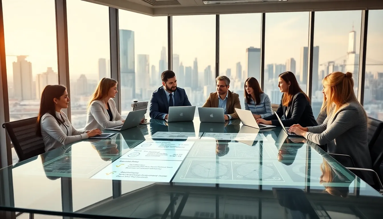 diverse team collaborating in a modern office on energy solutions.
