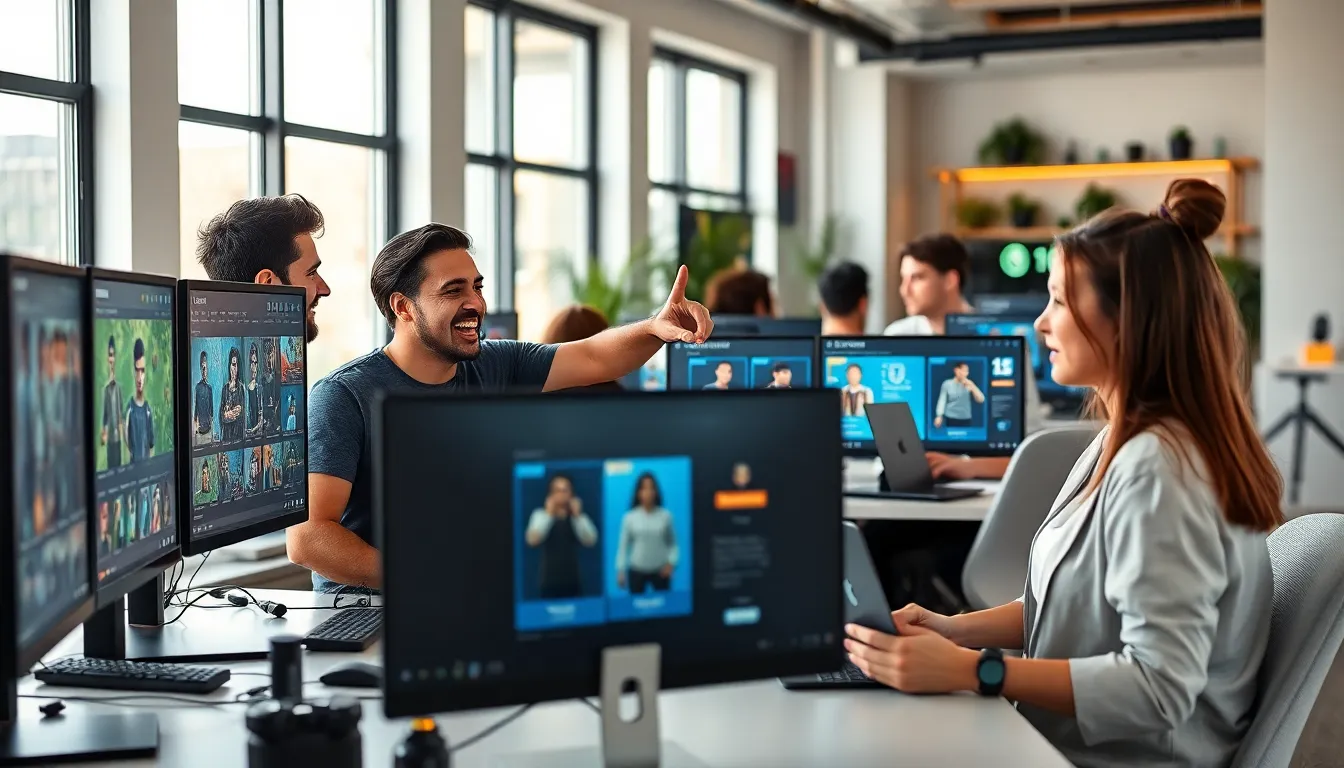 group of gamers collaborating on a character customization platform.