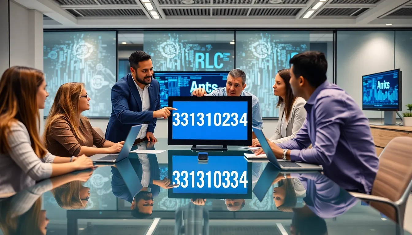 diverse team discussing data management in a modern office.